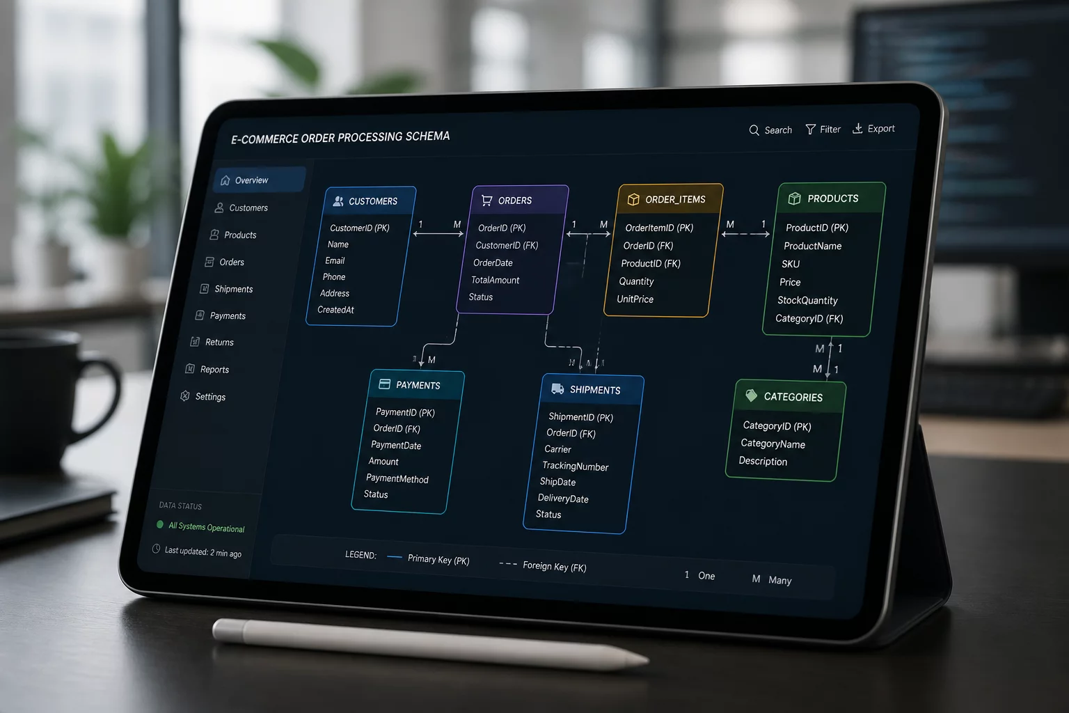 Order Processing Schema Diagram